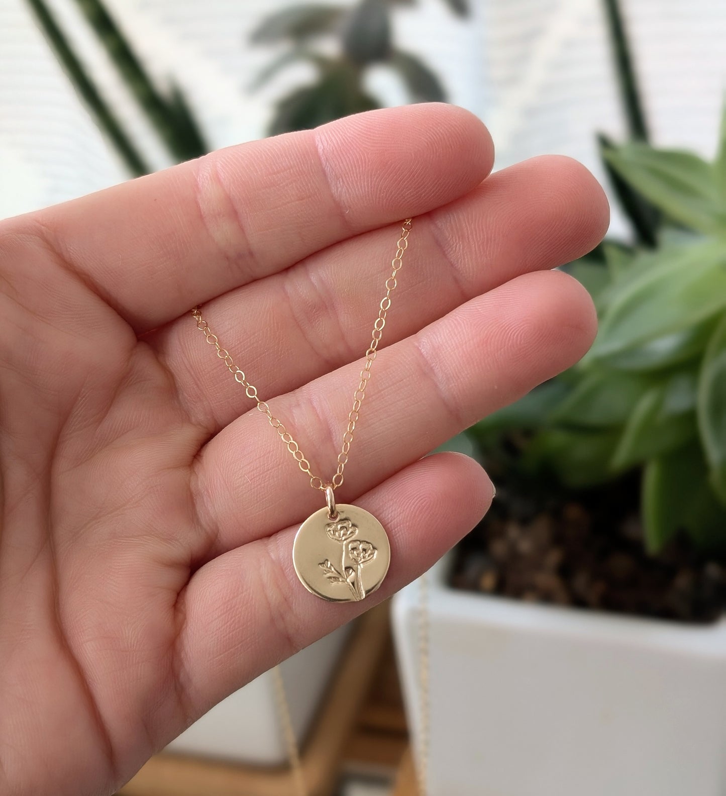 Poppy Flower Necklace | Gold Fill or Sterling Silver