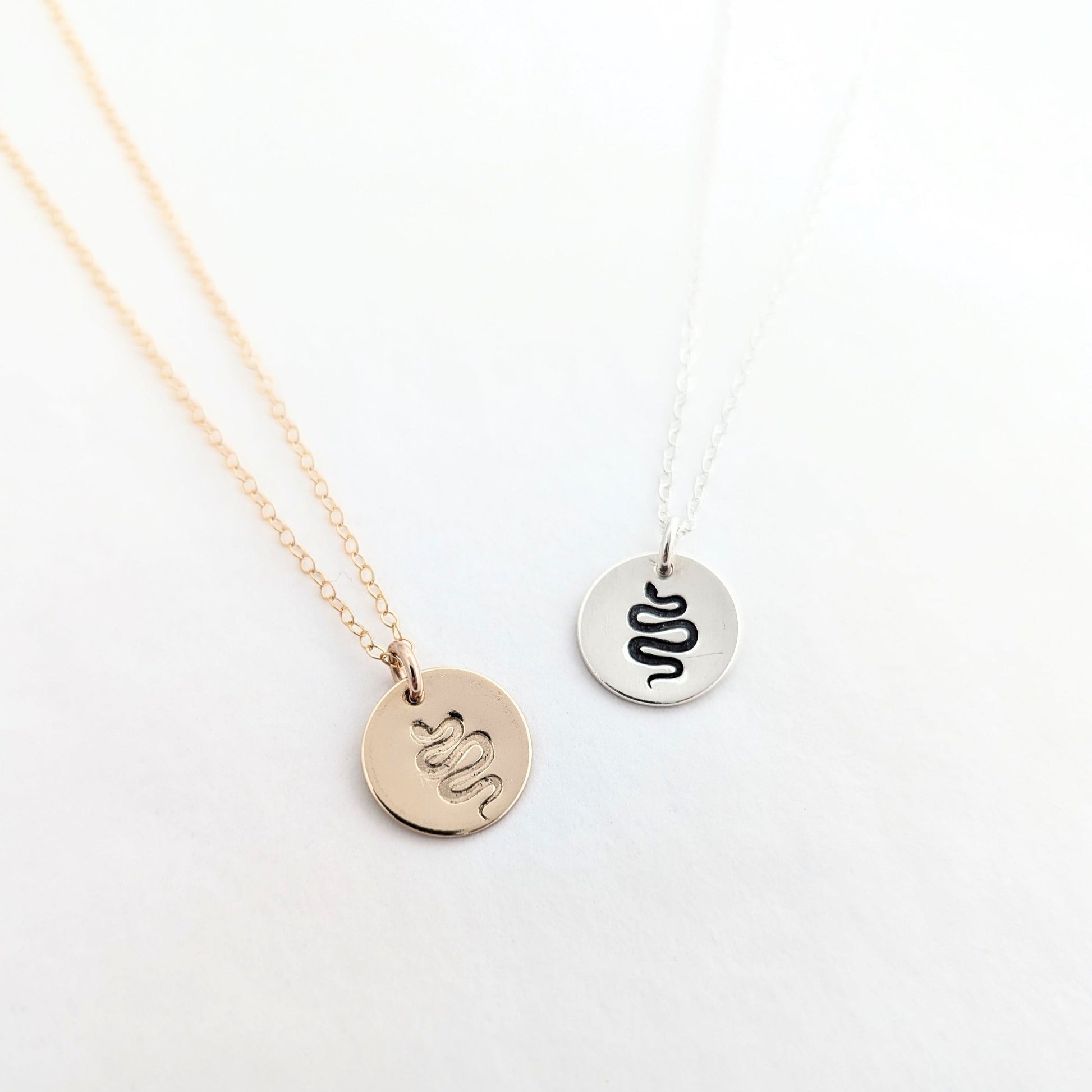 gold or sterling silver snake pendant necklace