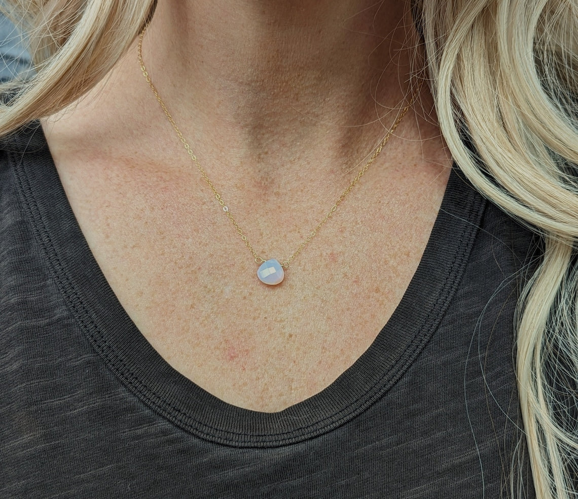 October Birthstone Necklace, Genuine Gemstone