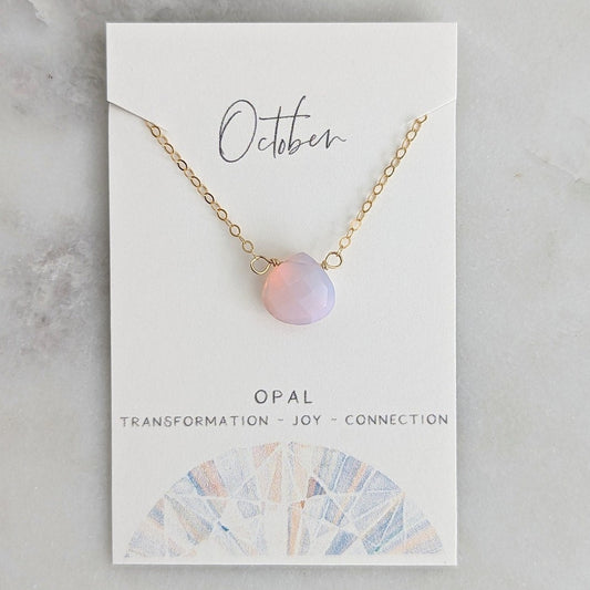 October Birthstone Necklace, Genuine Gemstone