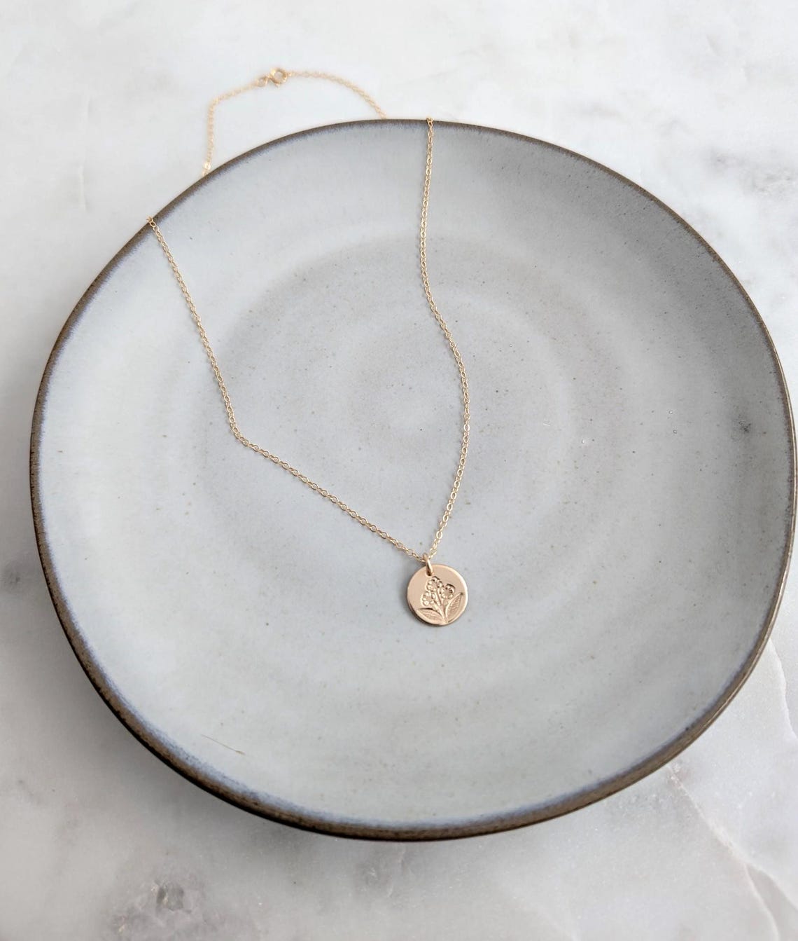 Forget-Me-Not Flower Necklace, Memorial Necklace, Sterling Silver or 14k Gold Fill