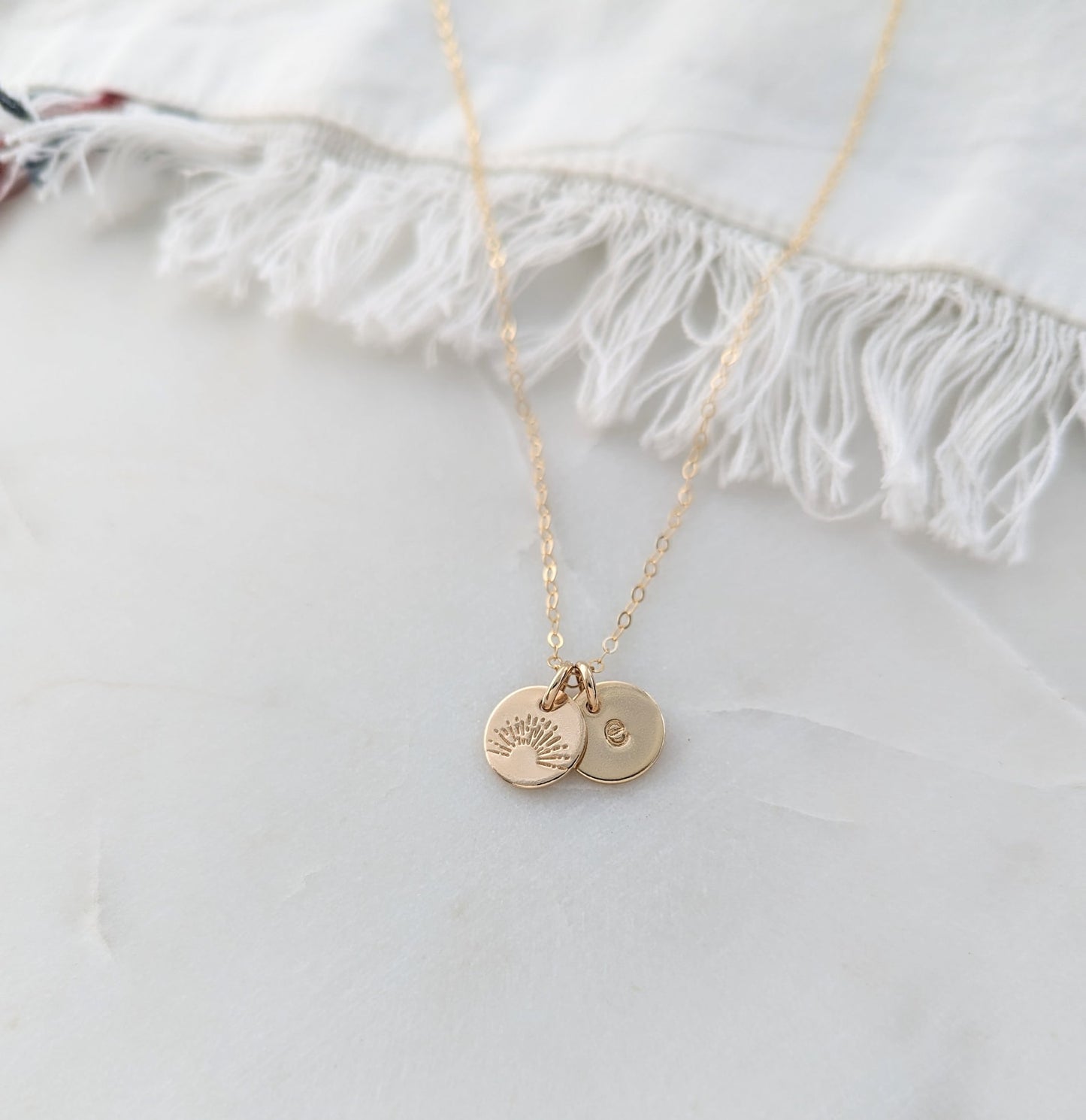 Sunshine Initial Necklace | Personalized Initial Disc | Dainty Gold Necklace