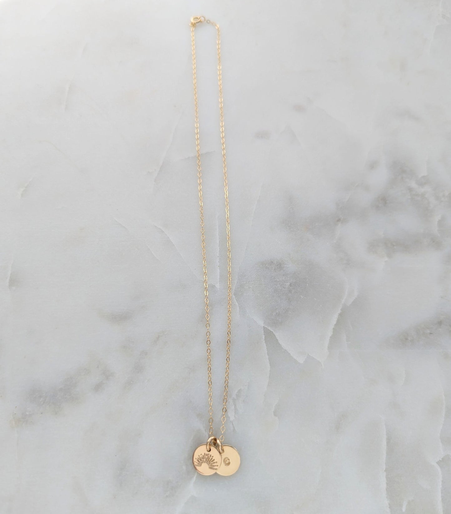 Sunshine Initial Necklace | Personalized Initial Disc | Dainty Gold Necklace