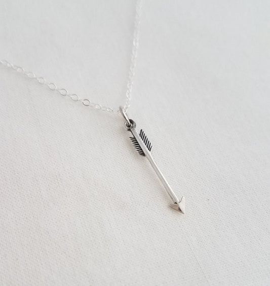 Tiny Arrow Necklace, Sterling Silver Charm Necklace