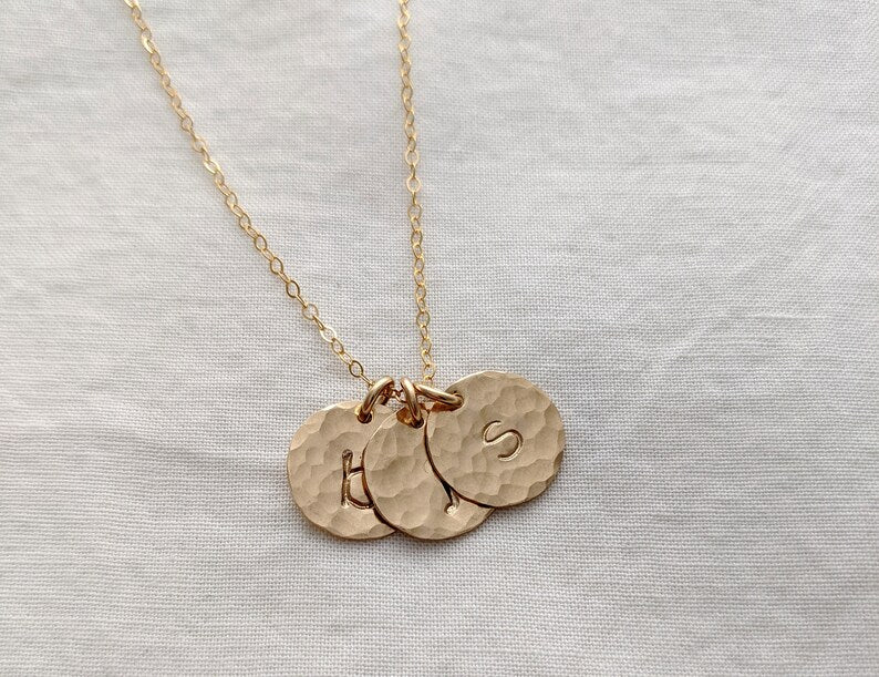 Hammered Gold Initial Necklace | 1/2" Size