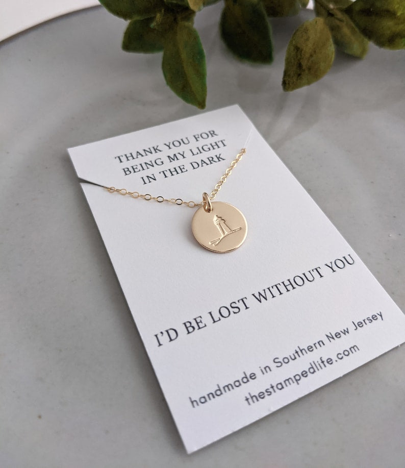 MENTOR GIFT- Thank you Gift, Gold Lighthouse Necklace