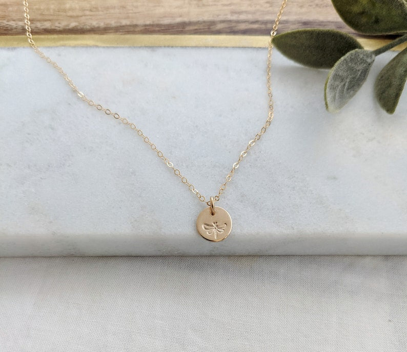 Tiny Dragonfly Necklace | Dragonfly Gift | Sterling Silver or 14k gold fill
