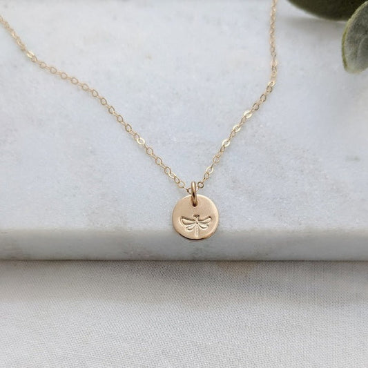 necklace with dragonfly disc