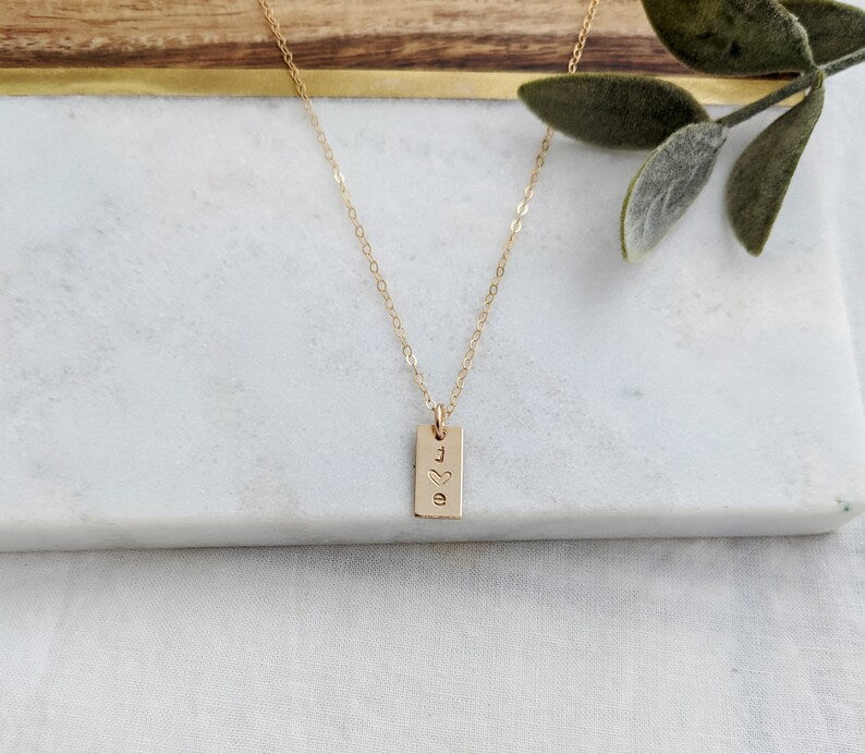 Tiny Initial Bar Charm | Custom Gold Initial Charm | Personalized Necklace
