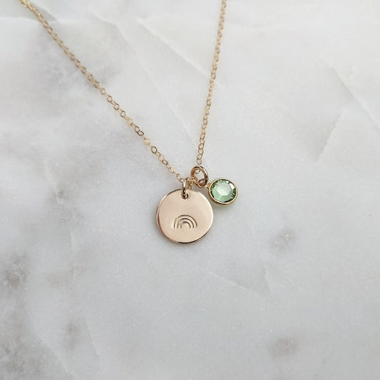 Rainbow Necklace with Birthstone Charm