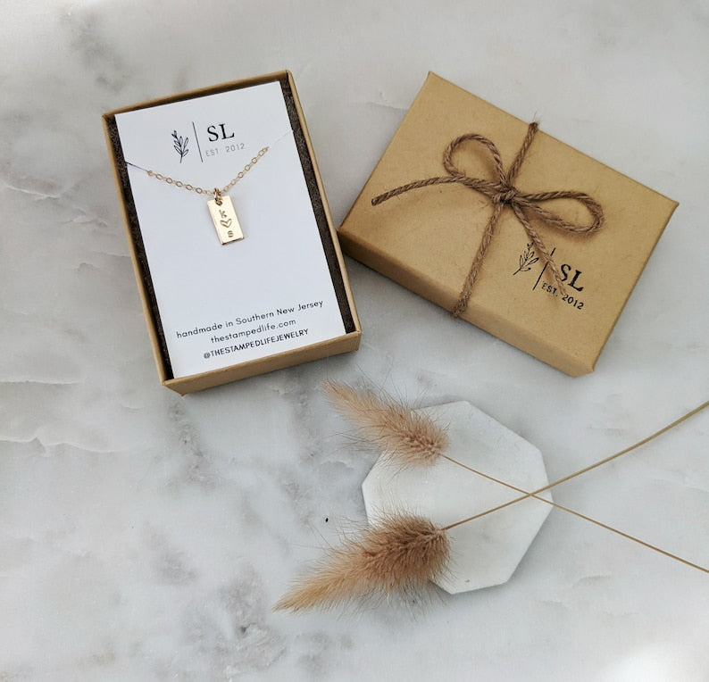 Tiny Initial Bar Charm | Custom Gold Initial Charm | Personalized Necklace