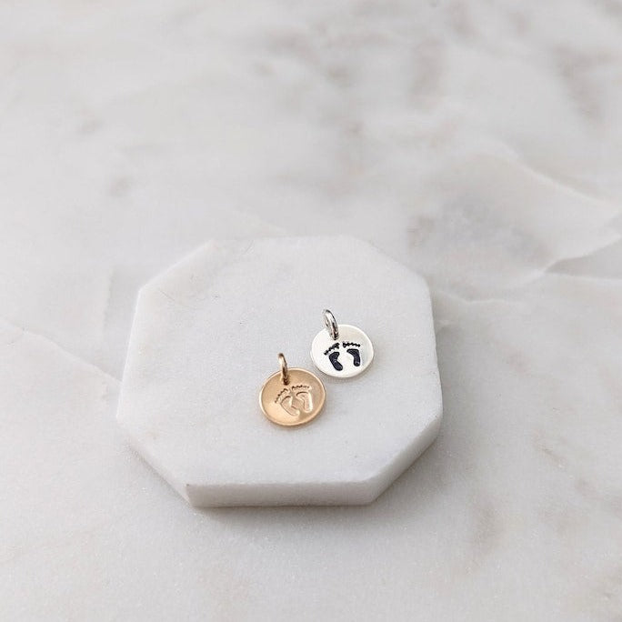 Tiny Footprint Charm  | Sterling Silver or 14k Gold Fill