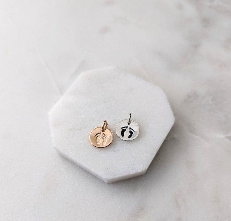 Tiny Footprint Charm  | Sterling Silver or 14k Gold Fill