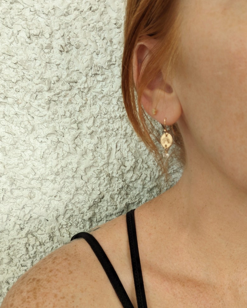 Gold Minimal Sun Earrings | Herkimer Diamond | Gift For Her | Gold Fill or Sterling Silver