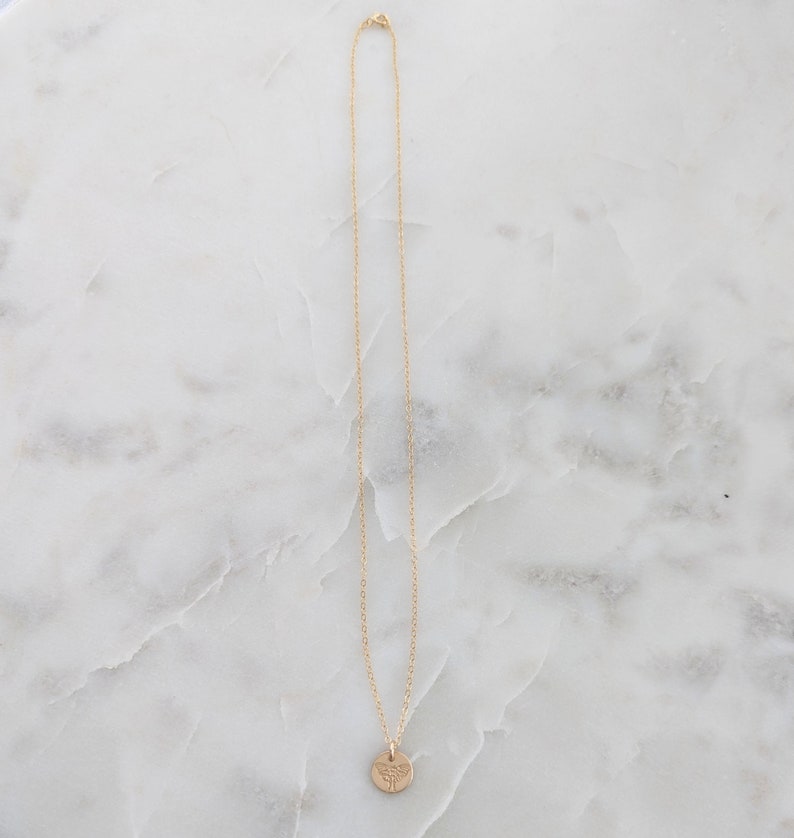 Tiny Lunar Moth Necklace | Dainty Gold Disc Necklace