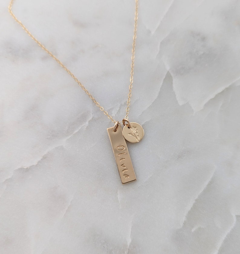Personalized Birth Flower Necklace with Name | Custom Birth Flower Jewelry