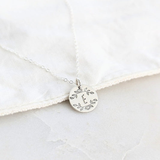 Personalized Floral Necklace with Initial