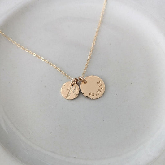 custom necklace with cross charm and custom date