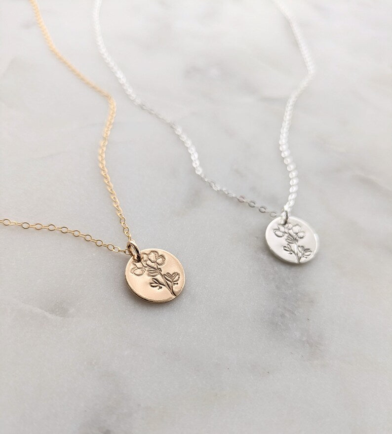 Sweet Pea Flower Necklace | Sterling Silver or 14k Gold Fill