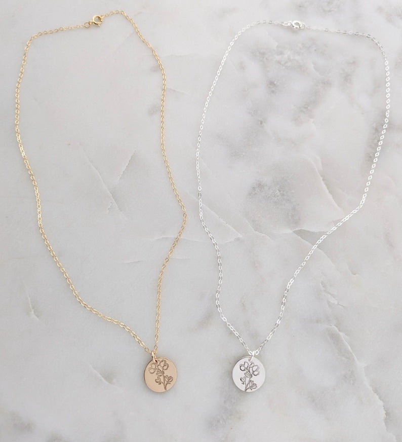 Sweet Pea Flower Necklace | Sterling Silver or 14k Gold Fill