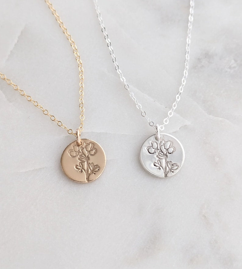 Sweet Pea Flower Necklace | Sterling Silver or 14k Gold Fill