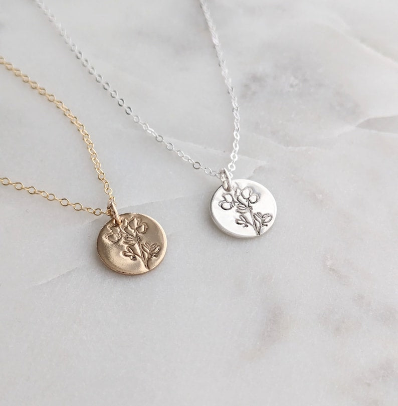 Sweet Pea Flower Necklace | Sterling Silver or 14k Gold Fill