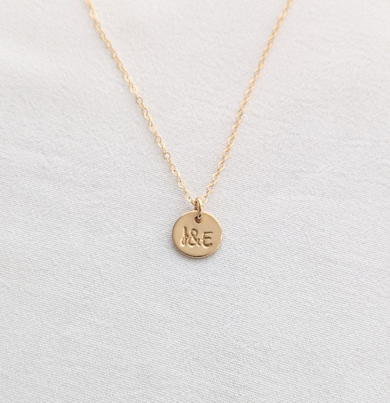Custom Initial Necklace | Sterling Silver or 14k gold fill | Tiny Disc Necklace