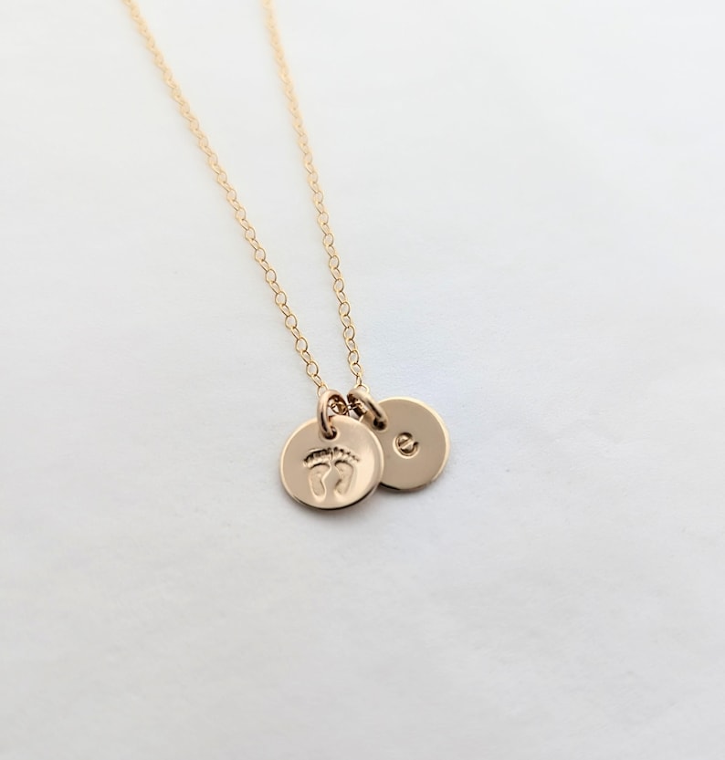 Baby Footprint and Initial Necklace