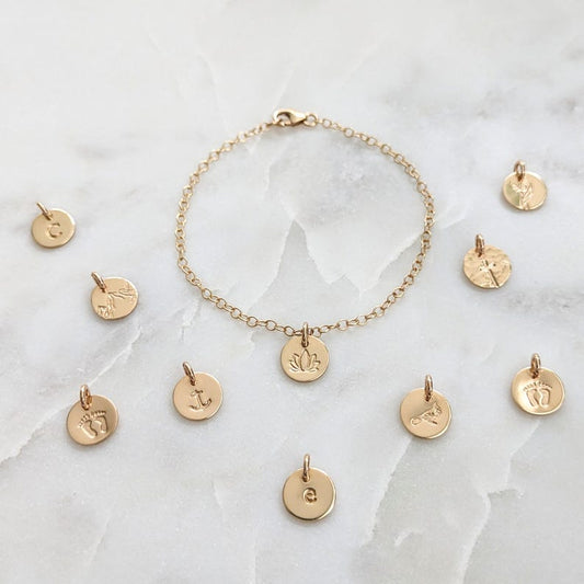 Custom Charm Bracelet, Select Your Charm, Sterling Silver or 14k Gold Fill