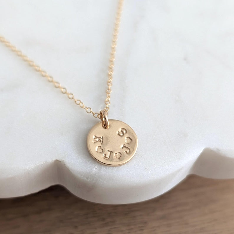 Multi Initial Necklace: Necklace for Moms, 14k Gold Fill or Sterling Silver