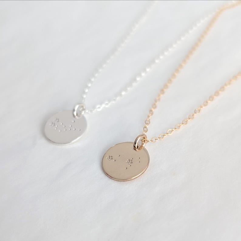 Custom Constellation Necklace: Zodiac Necklace, Sterling Silver or 14k Gold Fill