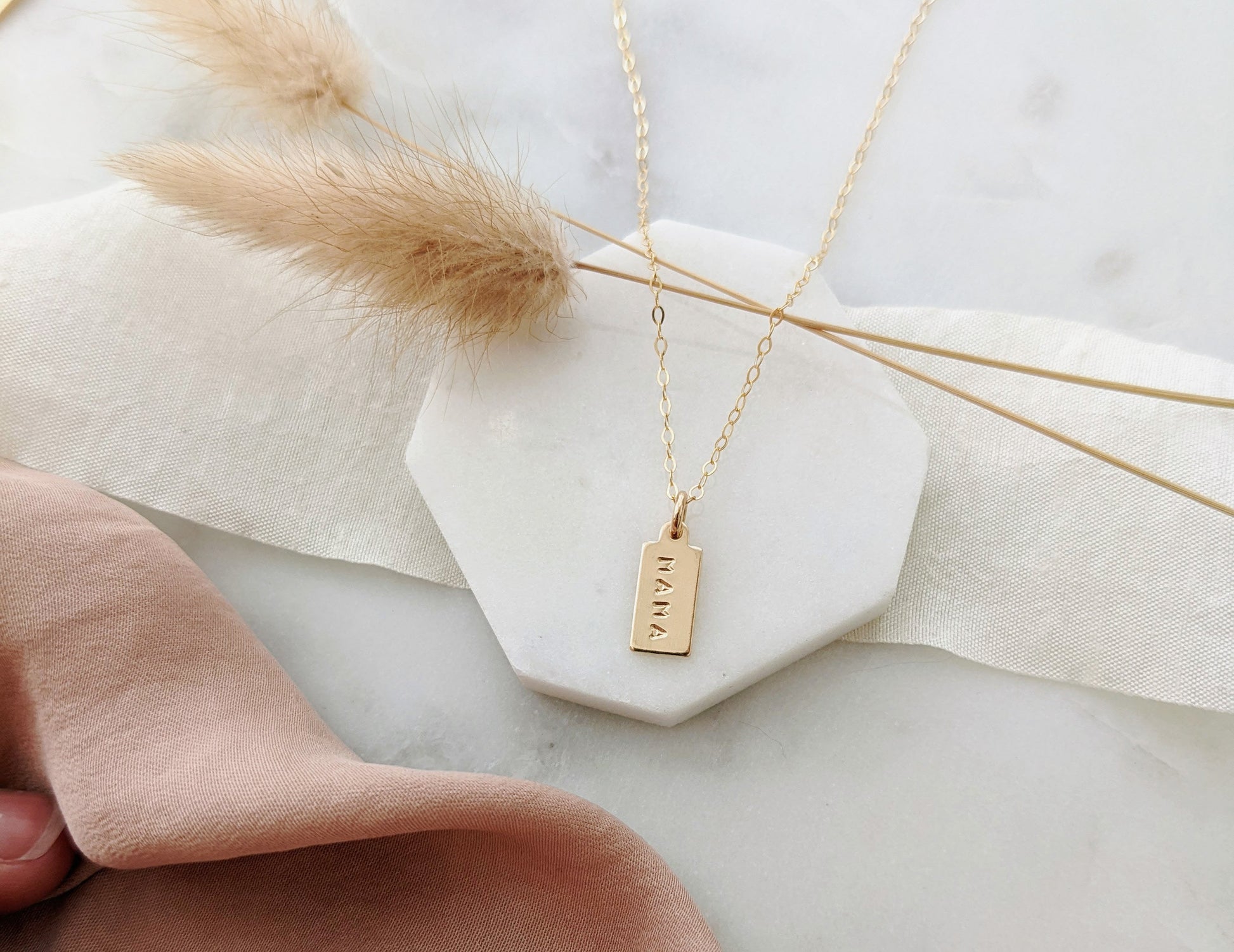 Tiny Mama Charm Necklace, Dainty Jewelry, Minimal Personalized Necklace, Gift for Mom, The Stamped Life