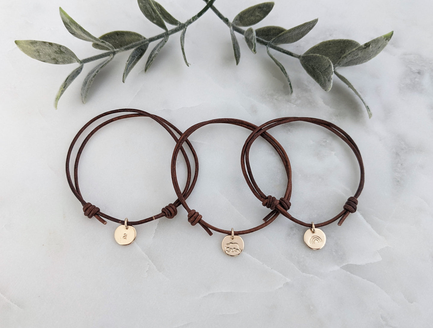 Tiny Adjustable Charm Bracelet | Leather Bracelet | Pick Your Charm