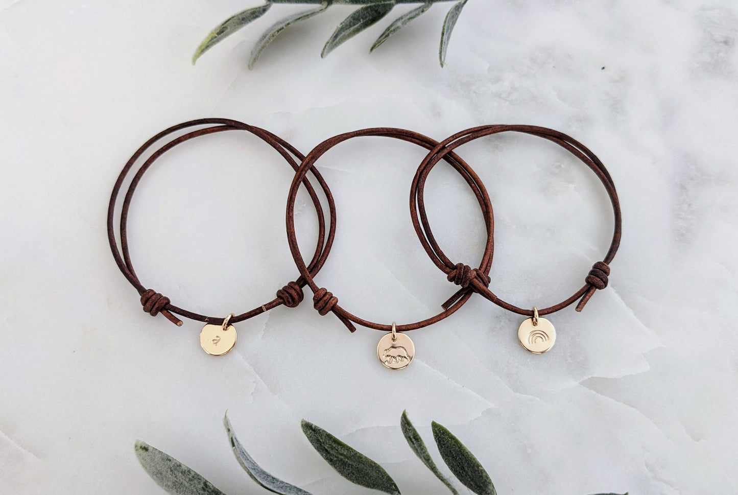 Tiny Adjustable Charm Bracelet | Leather Bracelet | Pick Your Charm