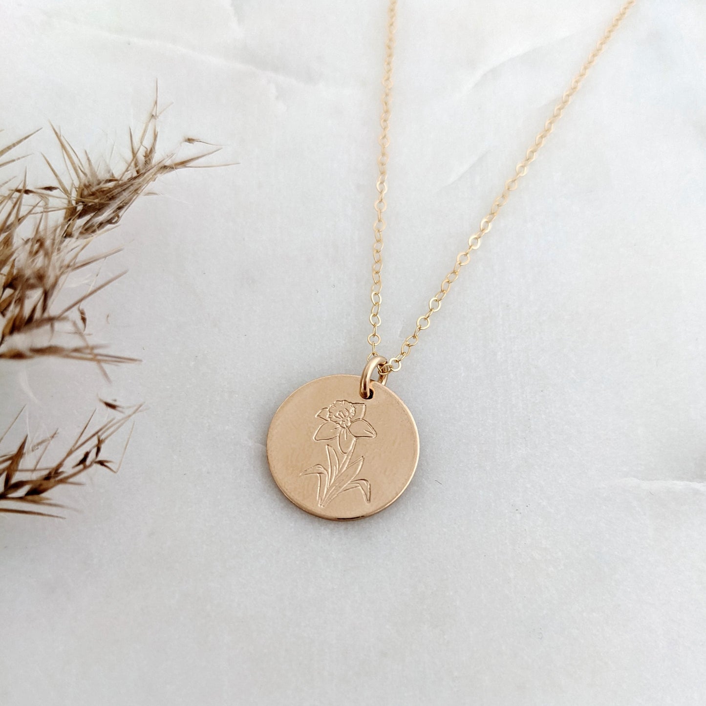 Daffodil Necklace, March Birth Flower Necklace, March Birthday Gift, Birth Month Flower Necklace