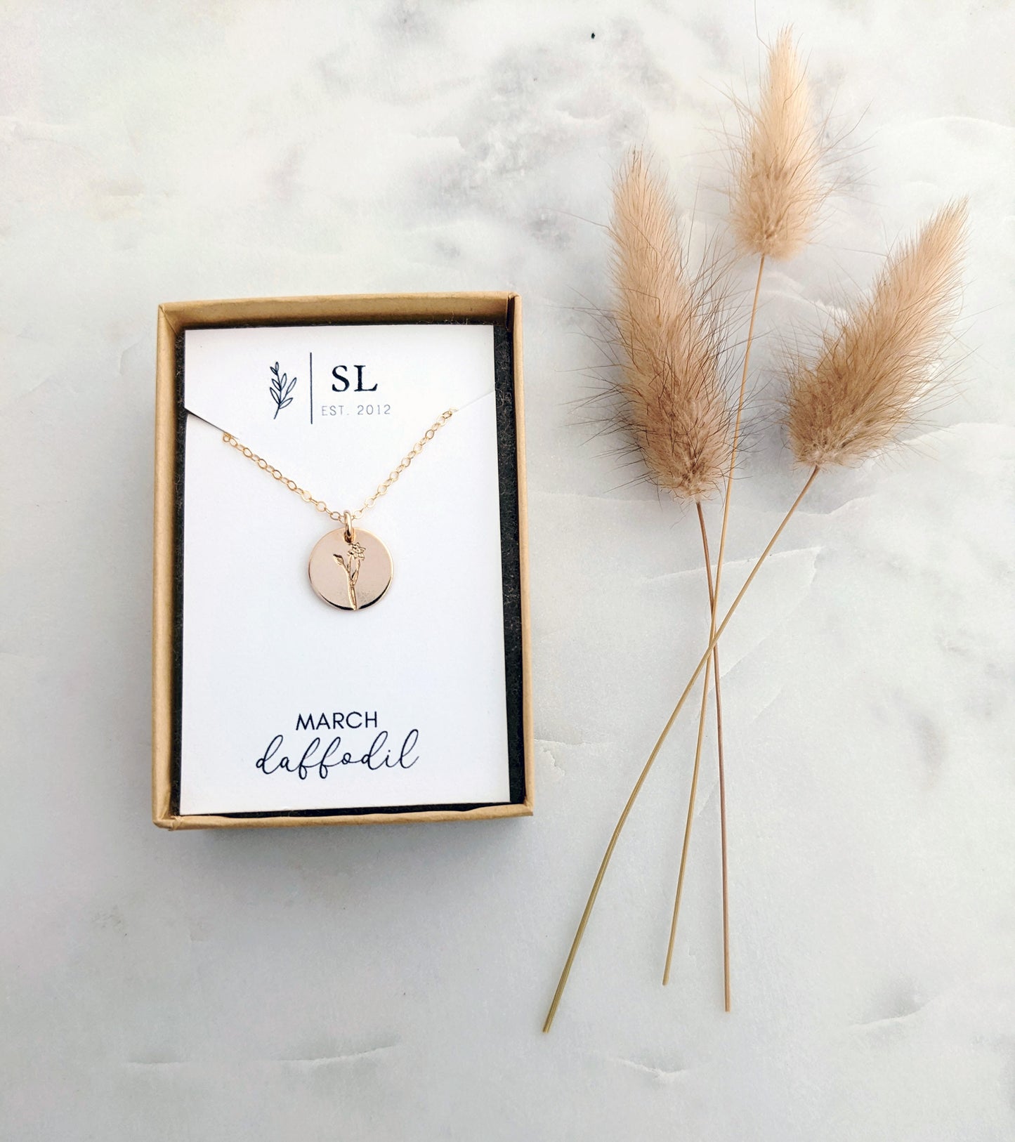 Dainty Gold Floral Necklace | Pick Your Month