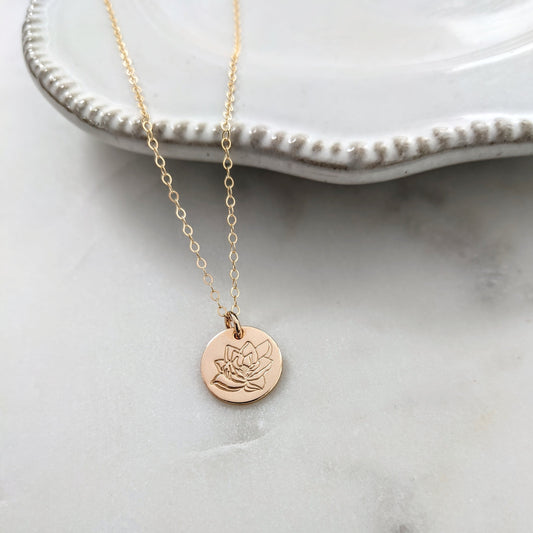 dainty gold magnolia necklace
