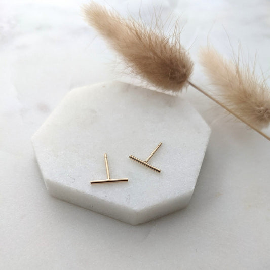 gold bar earrings