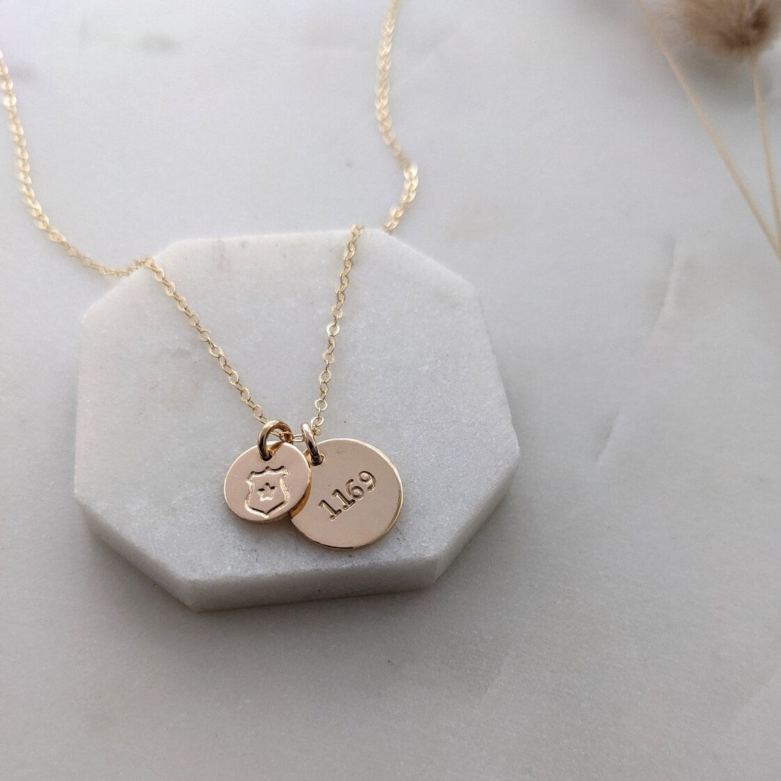 police badge and number necklace