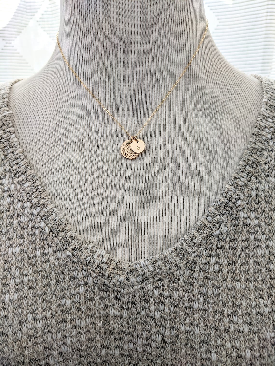 Personalized Sunflower Necklace with Initial