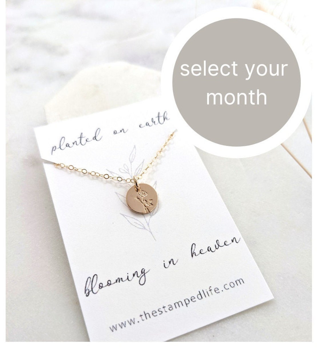 Miscarriage Memorial Necklace | Personalized Floral Charm