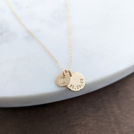 Personalized Love You to the Moon Necklace | Custom Date
