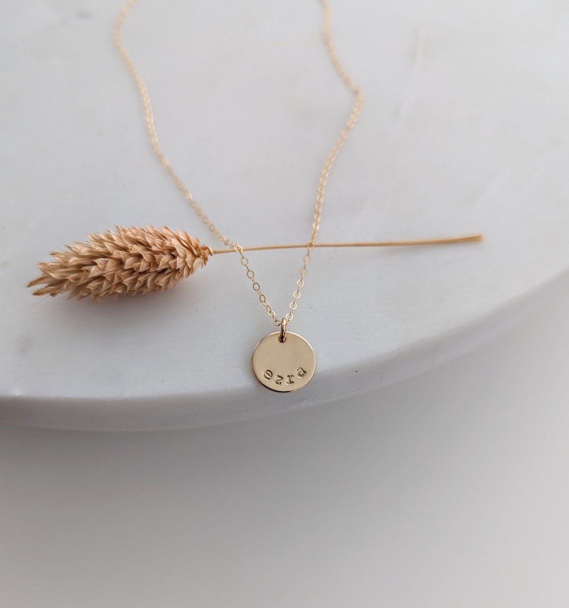 Personalized Gold Disc Name Necklace | 1/2" Gold Filled Charm