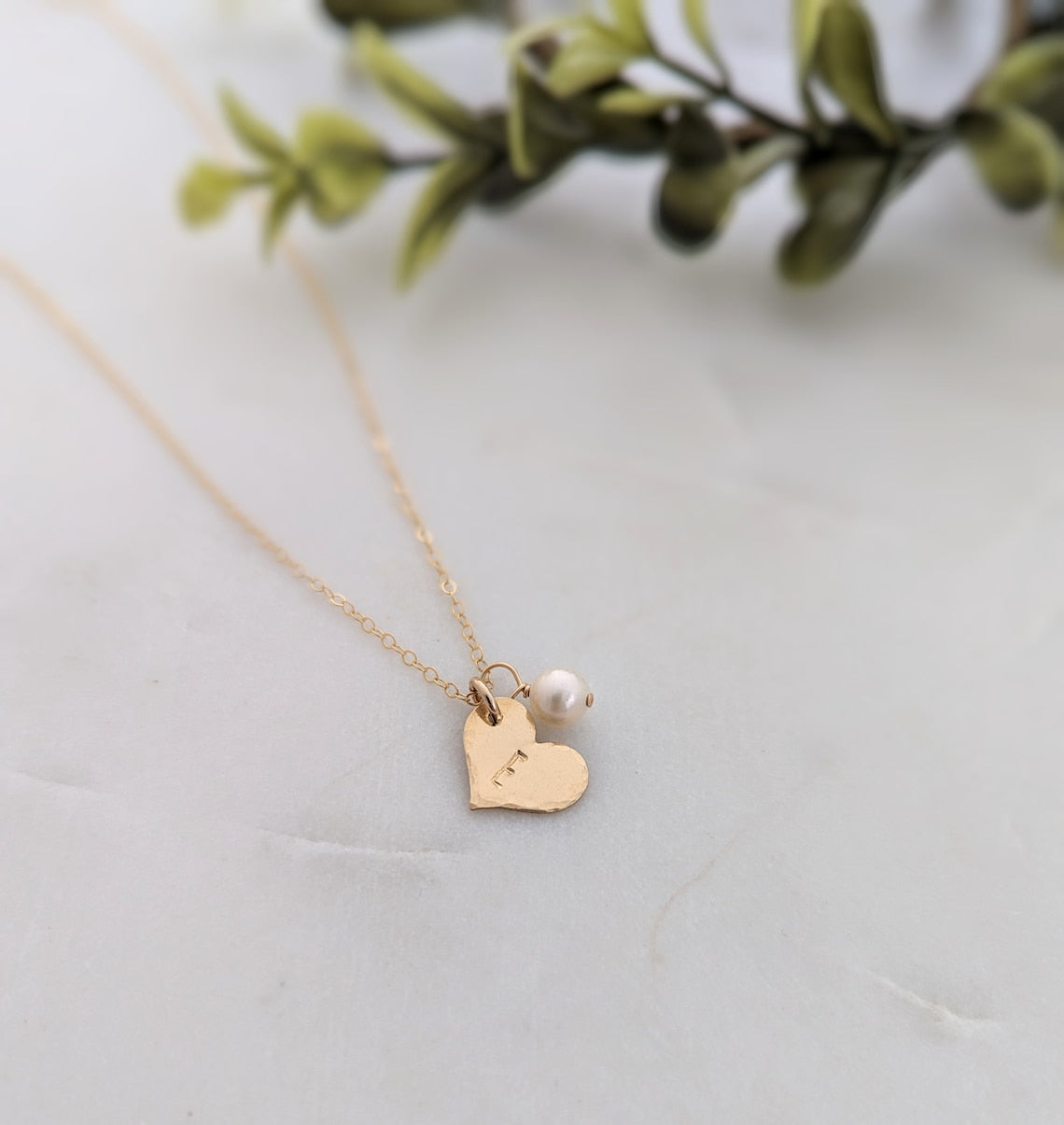 Personalized Heart Necklace with Pearl