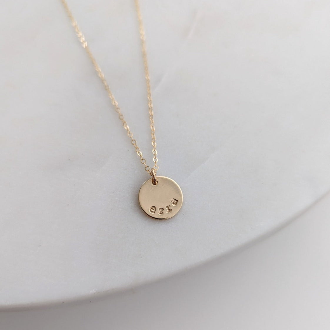.5" gold filled disc necklace with name on it