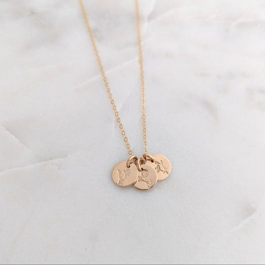 14k Gold Fill Tiny Birth Flower Necklace