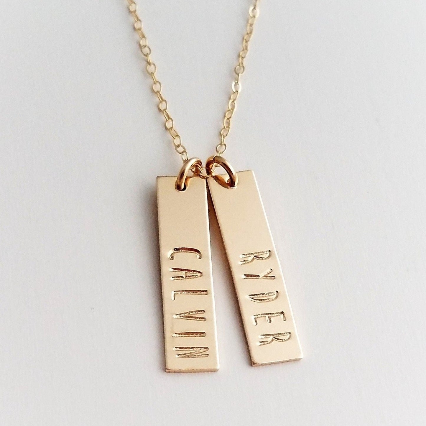 personalized gold bar charms with names