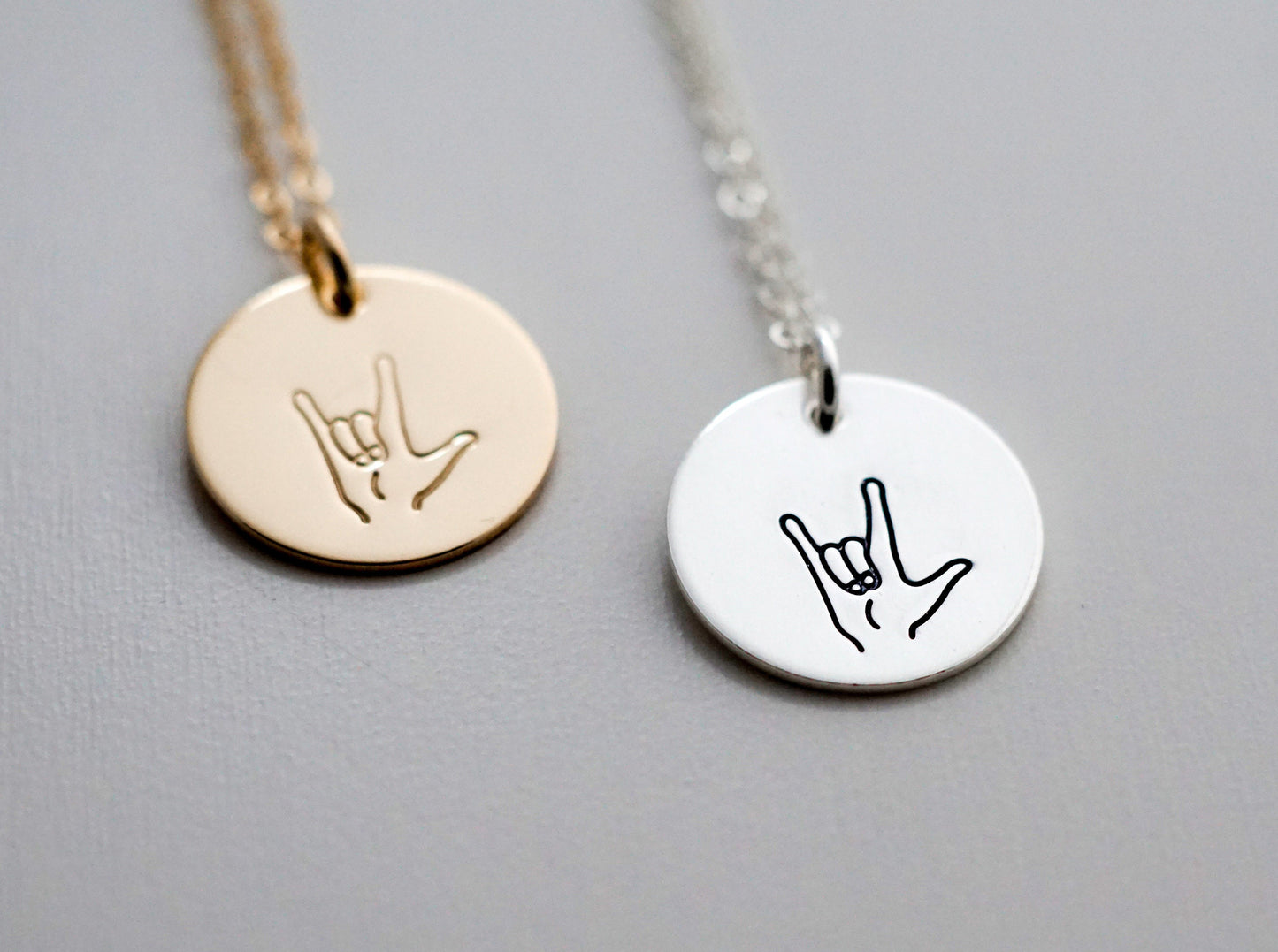 ASL, I love You Necklace, Sign Language Necklace, Hand Stamped, Sterling Silver, Gold Filled, Gift For Her, The Stamped Life