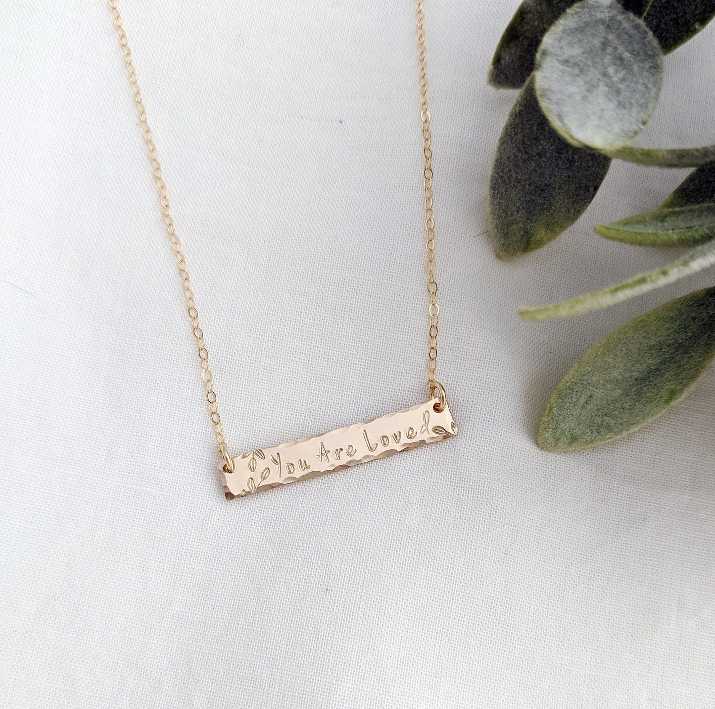 You Are Loved Bar Necklace | Personalized Bar Charm
