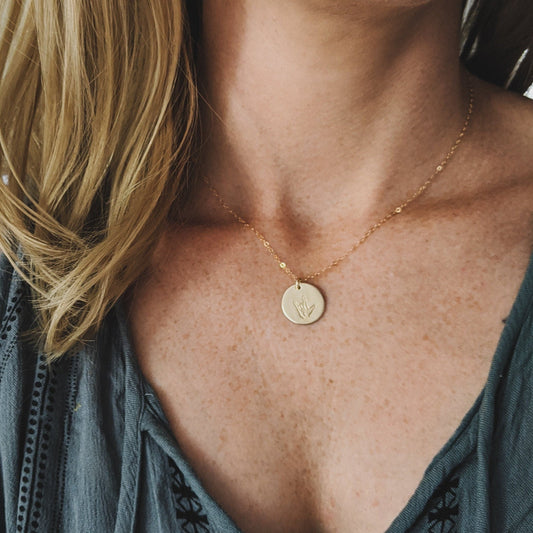ASL, I love You Necklace, Sign Language Necklace, Hand Stamped, Sterling Silver, Gold Filled, Gift For Her, The Stamped Life